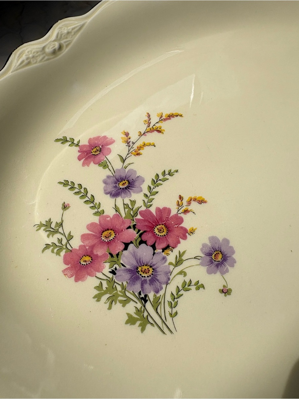 Vintage 1950s Floral Ceramic Serving Platter Homer Laughlin Virginia Rose M57N8 - Picture 3 of 16